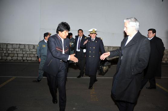 Morales y García Linera, ayer en La Paz