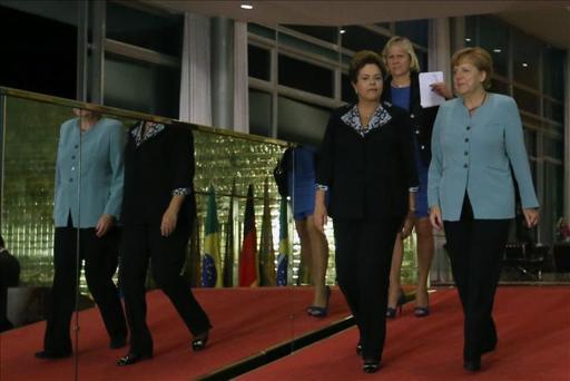 Rousseff y Merkel, ayer en Brasilia