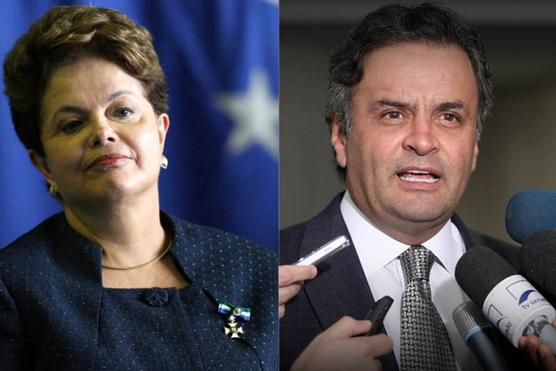 Dilma y Aecio Neves en la polarizada elección brasileña