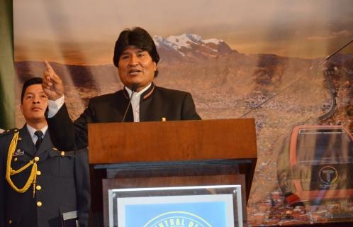 Morales durante su discurso, ayer en La Paz