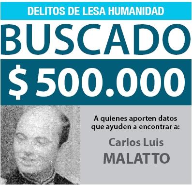 El afiche de recompensa por datos de Malatto