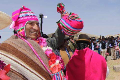 Evo Morales, ayer en la Isla del Sol