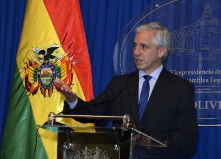 Alvaro García Linera, ayer con los periodistas en La Paz