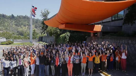 Mujeres del Observatorio de violencia de genero de la CEPAL, ayer en Santiago de Chile