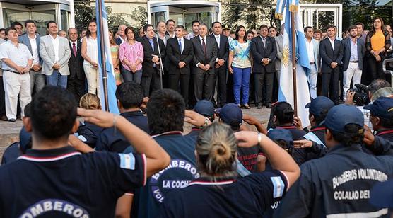 Jaldo durante el homenaje, ayer