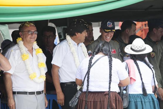 Morales en la inauguración de los entrenamientos aéreos en Cochabamba