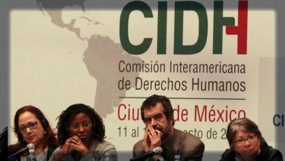 La delegación de la CIDH  durante su visita a Mejico