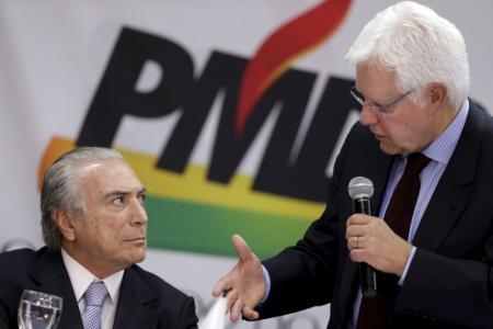 Temer y  Wellington Moreira Franco, jefe de una agencia gubernamental para atraer inversiones extranjeras al país.