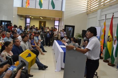 Morales durante un discurso ayer en Santa Cruz de la Sierra