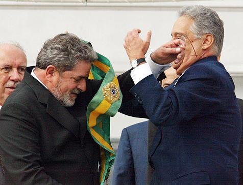 Juramento presidencial de Inacio Lula da Silva, junto a Fernando Henrique Cardoso