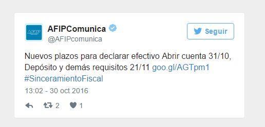 El twit de la AFIP