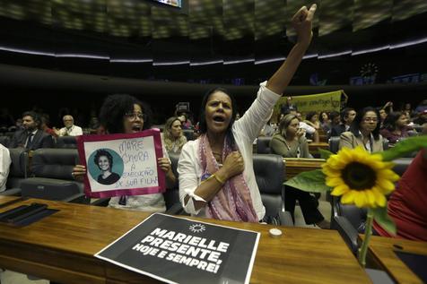 Tributo a la concejal Marielle Franco brutalmente asesinada en Brasil (foto: ANSA)