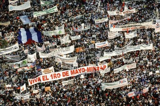 Marcha del Día de los Trabajadores en La Habana, ayer