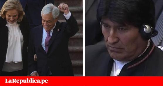 Piñera feliz festeja y Evo dolorido