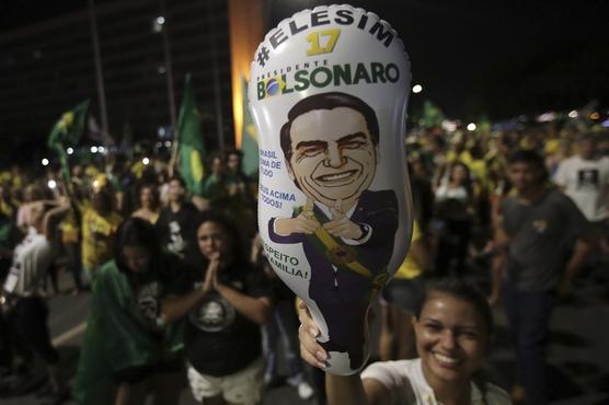 Bplsonaro en un globo de campaña