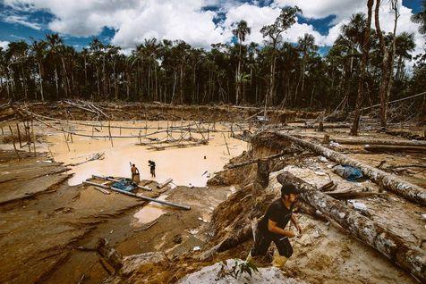 Una imagen que muestra la devastación minera (extracción de oro) en el Amazonas. Foto difundida por las redes sociales (Ansa)