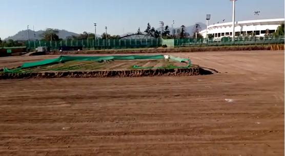 Lugar de las excavaciones en el estadio chileno