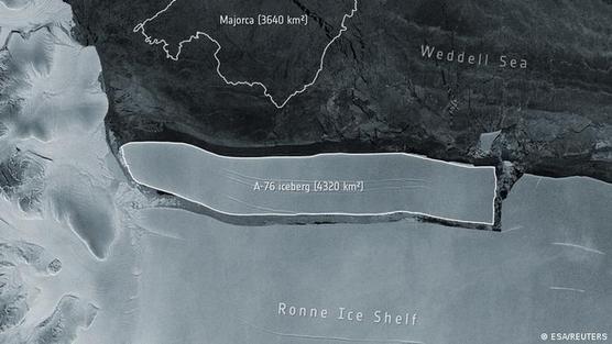 El iceberg bautizado A-76, de unos 170 km de largo por 25 km de ancho