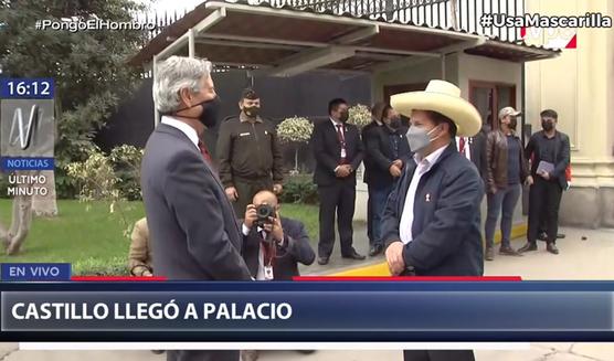 Castillo y Sagasti ayer en Lima