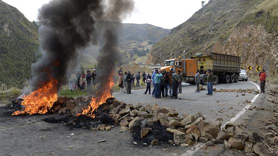 Los cortes de rutas en Ecuador, ayer