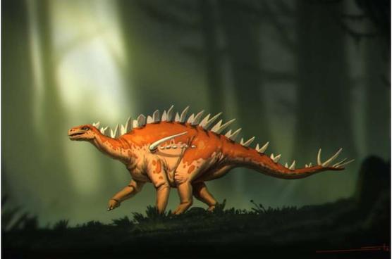Recreación del estegosaurio, Bashanosaurus primitivus