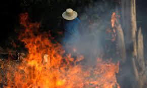 Un incendio quema la selva amazónica, el 6 de septiembre de 2022 en la región de Borba