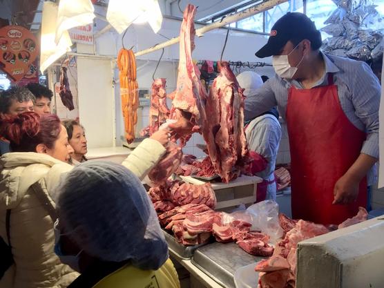 Tipica carnicería en La Paz