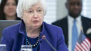 Janet Yellen, secretaria del Tesoro de EEUU, interviene en una mesa redonda del Fondo Monetario Internacional , ayer