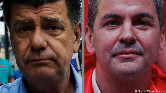 Efraín Alegre (izqda.), de la Concertación para un Nuevo Paraguay, y Santiago Peña, del Partido Colorado, los dos candidatos