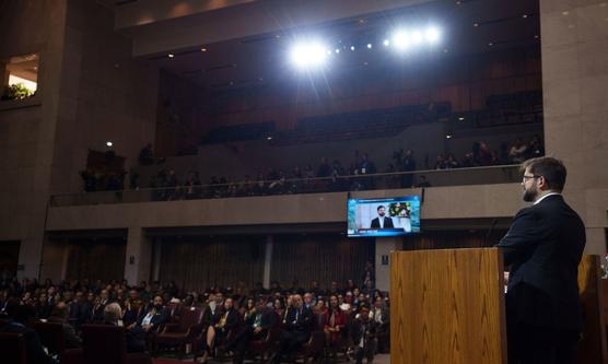 Boric durante la apertura del evento ayer