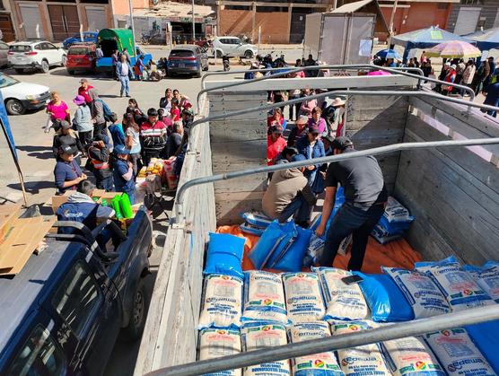 Una de las ferias móviles de Emapa para venta de arroz. ABI